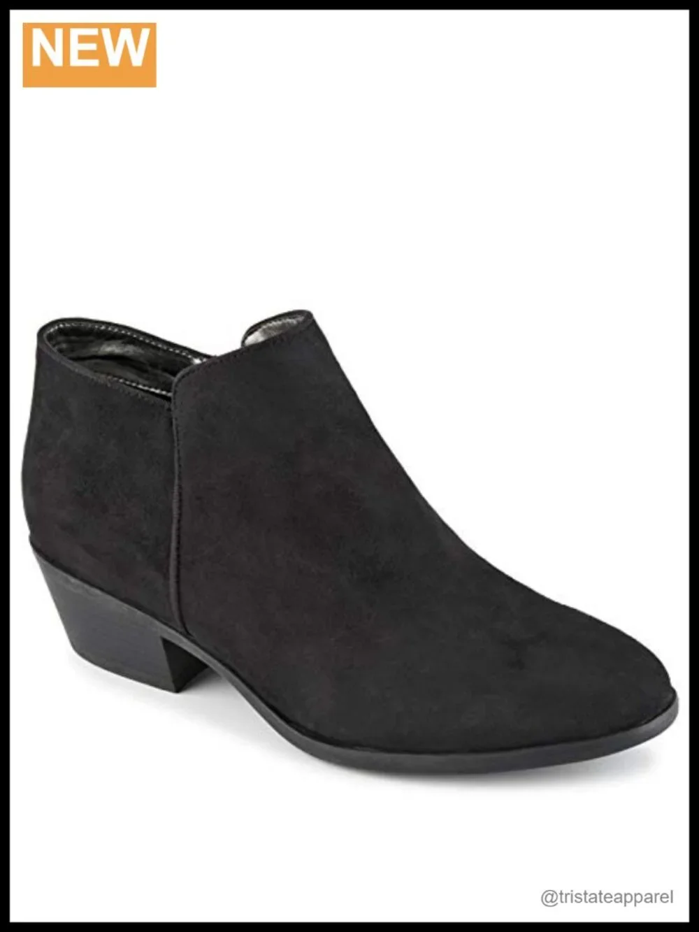 Women's Low Block Heel Slip-On Ankle Booties with Side Zippers